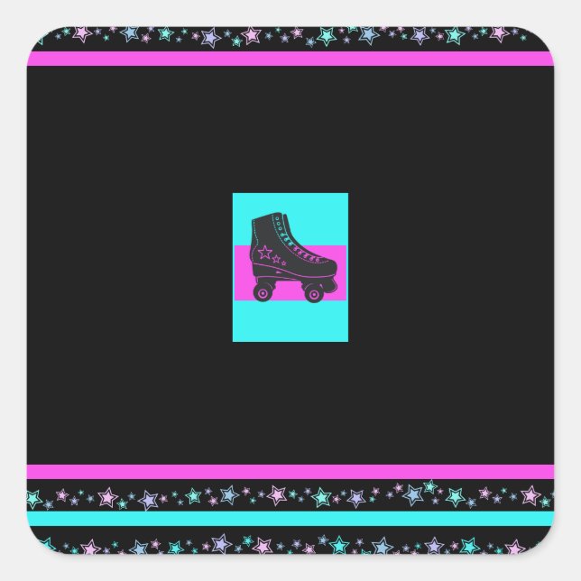 Adesivo Quadrado Kids Retro Roller Party Square Sticker (Frente)