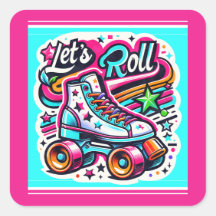 Kids Retro Roller Party Square Sticker