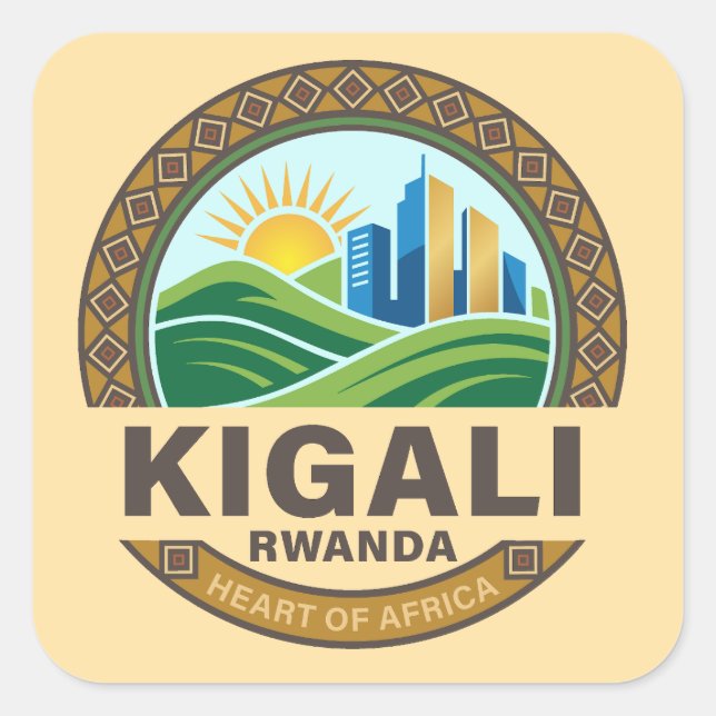 Adesivo Quadrado Kigali Rwanda Africa (Frente)