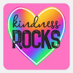 Adesivo Quadrado Kindness Rocks Rainbow