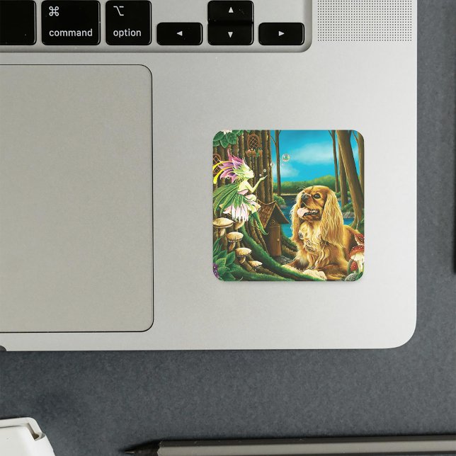 Adesivo Quadrado King Charles Spaniel Sprite Fantasy (Criador carregado)