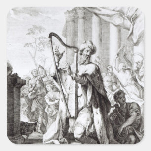 Adesivo Quadrado King David Playing the Lyre