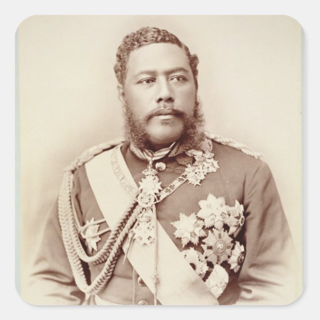 Adesivo Quadrado King Kalakaua (1836-91), final c19th (foto sepia) (Frente)