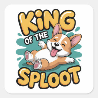 Adesivo Quadrado King of the Sploot Funny Dog Lying Pose Gift