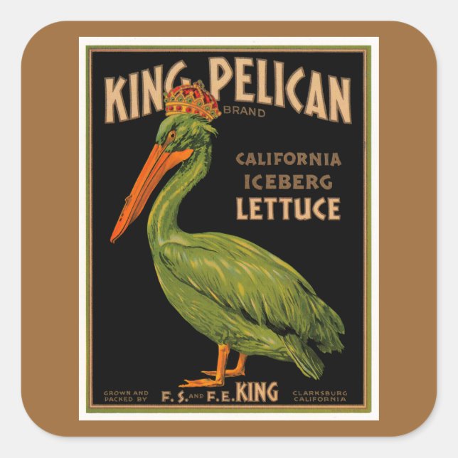 Adesivo Quadrado King Pelican Marca Lettuce (Frente)