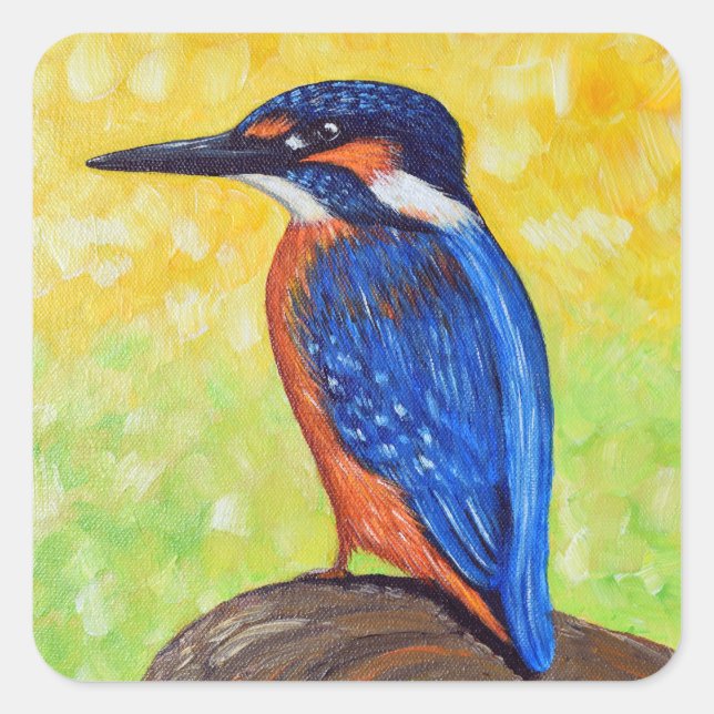 Adesivo Quadrado Kingfisher Painting (Frente)