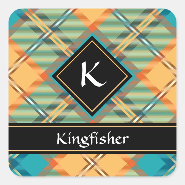 Adesivo Quadrado Kingfisher Tartan Square Sticker (Frente)
