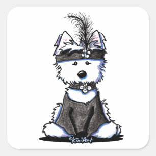 Adesivo Quadrado KiniArt 1920's Flapper Westie