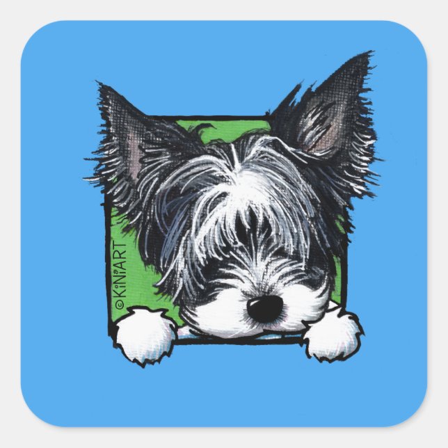 Adesivo Quadrado KiniArt Biewer Yorkie Large Square Sticker (Frente)