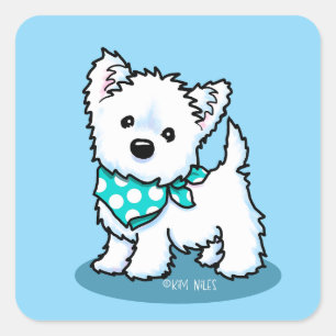 Adesivo Quadrado KiniArt Cutieface Westie