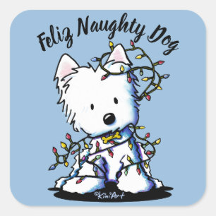 Adesivo Quadrado KiniArt Delighted Westie