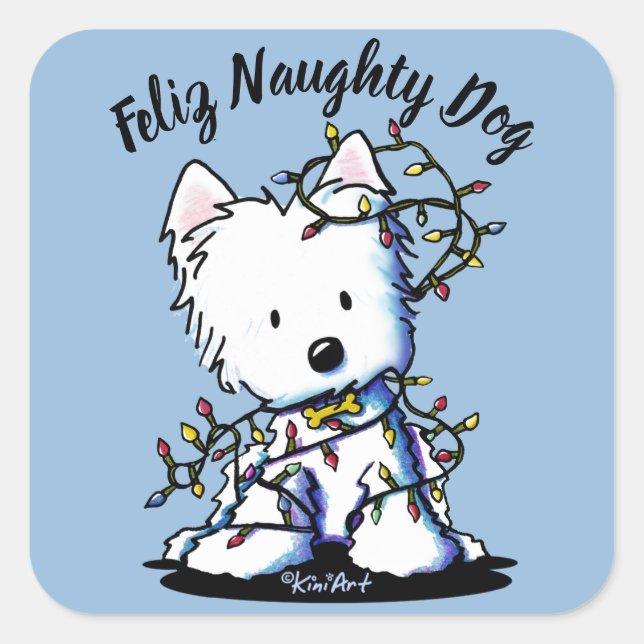 Adesivo Quadrado KiniArt Delighted Westie (Frente)