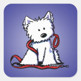 Adesivo Quadrado KiniArt Leash Westie Square Sticker