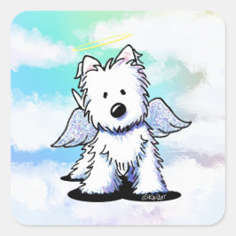 Adesivo Quadrado KiniArt Westie Angel Rainbow