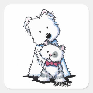 Adesivo Quadrado KiniArt Westie e gato de Tilly