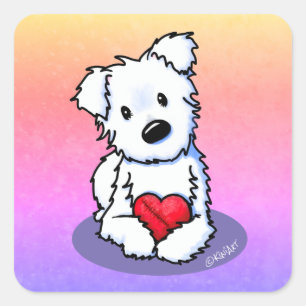 Adesivo Quadrado KiniArt Westie Heart