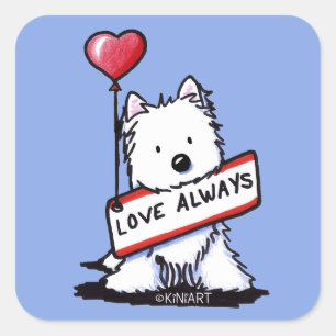 Adesivo Quadrado KiniArt Westie Love Always Square Stickers