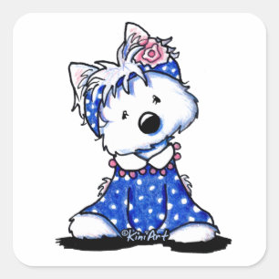 Adesivo Quadrado KiniArt Westie Querido em pontos