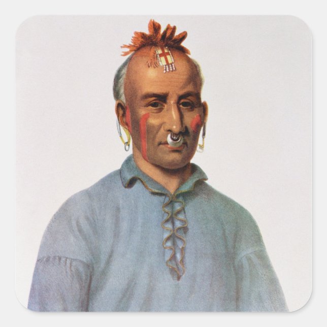 Adesivo Quadrado Kish-Kal-Wa, um Chefe Shawnee (Frente)