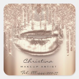 Adesivo Quadrado Kiss Lábios Makeup Artist Glitter Drives Sparkly N