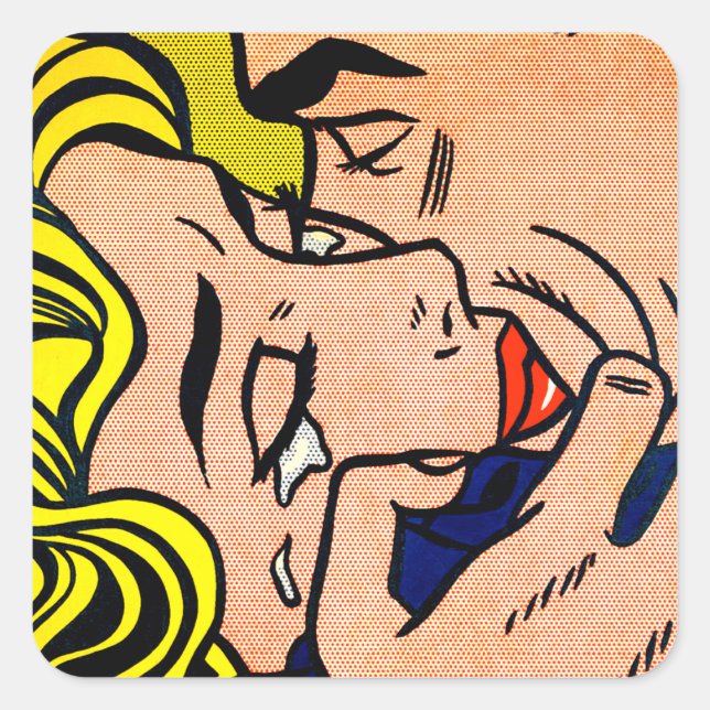 Adesivo Quadrado Kiss V - Lichtenstein - Vintage Pop Art (Frente)