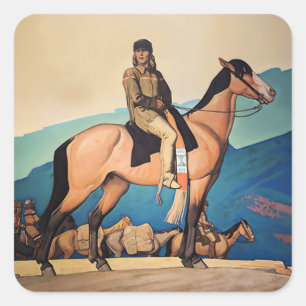 Adesivo Quadrado Kit Carson Com Homens da Montanha por Maynard Dixo