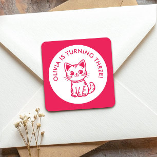 Adesivo Quadrado Kit de cores personalizadas gatinho