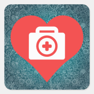 Adesivo Quadrado Kit de primeiros socorros legal Picto