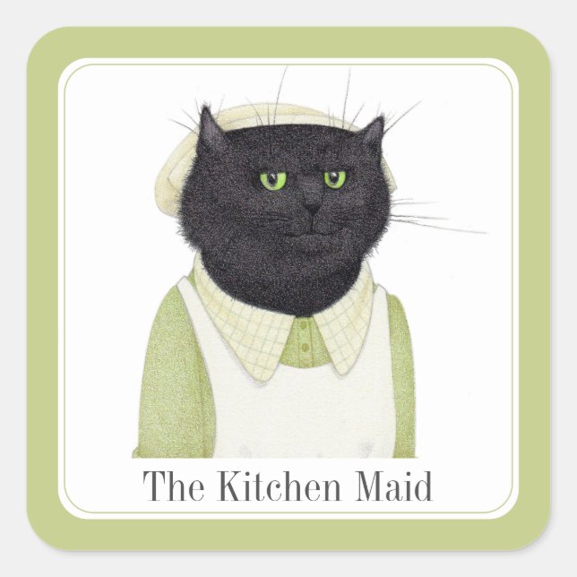 Adesivo Quadrado KITCHEN MAID CAT Pequenos Padrões Quadrados + Text (Frente)