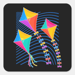 Adesivo Quadrado Kite Flying Grik Gift