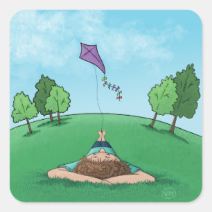 Adesivo Quadrado Kite Flying Square Sticker