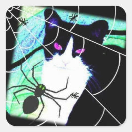 Adesivo Quadrado KittyCatSpiderWeb