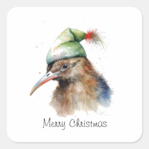 Adesivo Quadrado Kiwi de Natal Aconchegante, personalizado