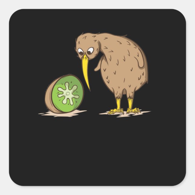 Adesivo Quadrado Kiwi Neuseeland flugunfähig Vogel Kiwifrucht (Frente)