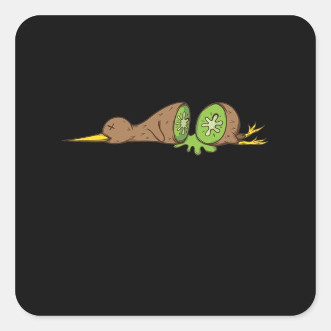 Adesivo Quadrado Kiwi Vogel aufgeschnitten wie eine Kiwifrucht (Frente)