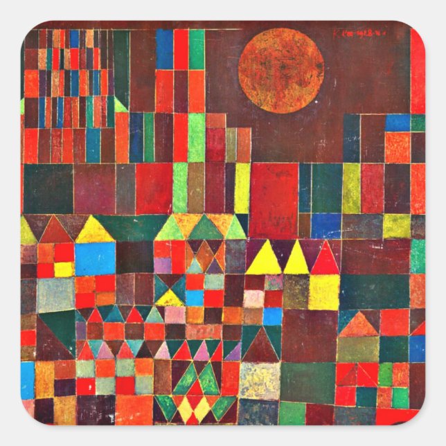 Adesivo Quadrado Klee - Castelo e Sol (Frente)