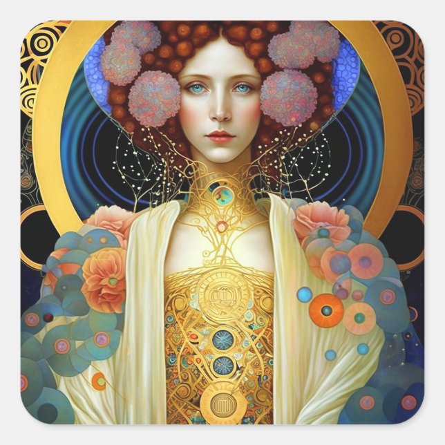 Adesivo Quadrado Klimt inspirou a Rainha Deusa Fantasia Art (Frente)
