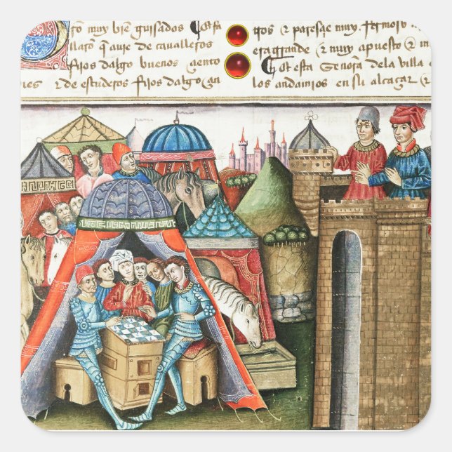 Adesivo Quadrado Knight Cifar Watches the Enemy Camp Play Chess  (Frente)