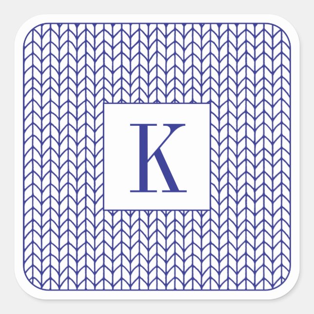 Adesivo Quadrado KNIT de LINHA AZUL Vinhetas grandes quadradas + in (Frente)
