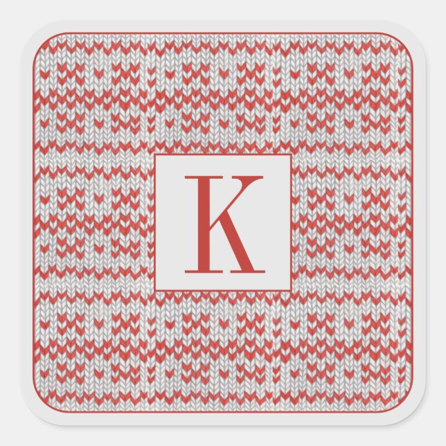 Adesivo Quadrado KNIT NORDIC GRANDES Pinheiros Quadrados + Iniciais (Frente)