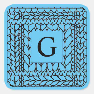 Adesivo Quadrado KNIT PURL BLUE Large Square Stickers + Inicial