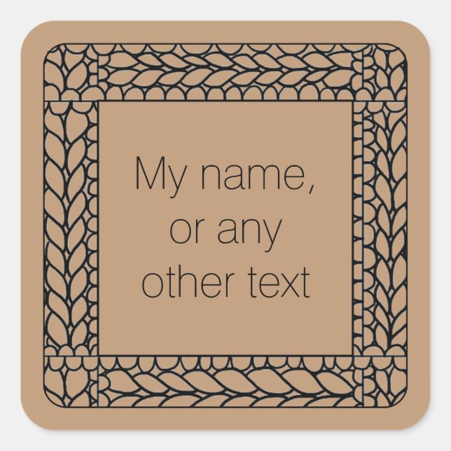 Adesivo Quadrado KNIT PURL TAN Pequenos Pinhados Quadrados + Texto (Frente)