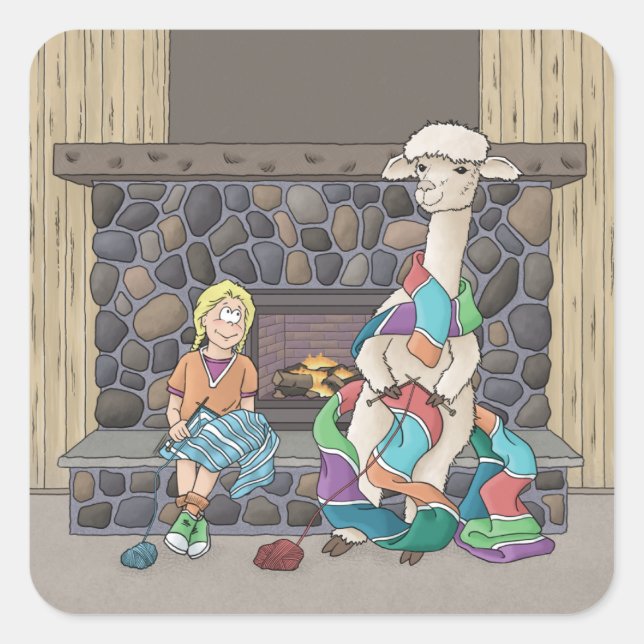 Adesivo Quadrado Knitting Alpaca (Frente)