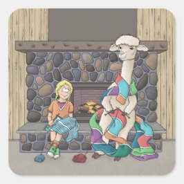 Adesivo Quadrado Knitting Alpaca