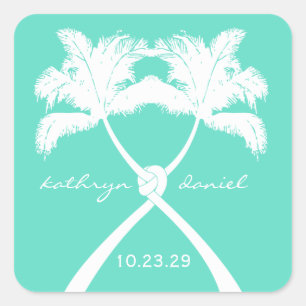 Adesivo Quadrado Knot Palm Trees Beach Casamento Tropical Clássica
