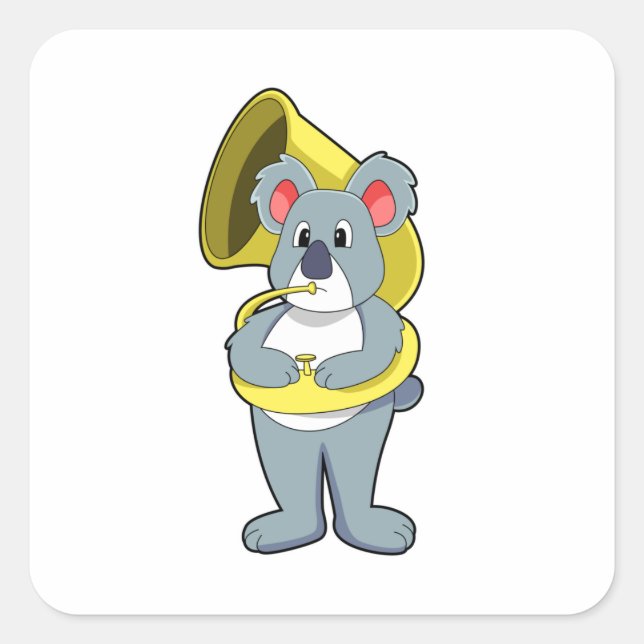 Adesivo Quadrado Koala bear at Music with Saxophone.PNG (Frente)