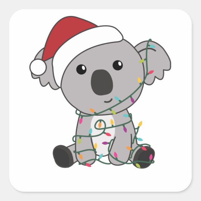 Adesivo Quadrado Koala Christmas Snow Winter Animais Koalas (Frente)