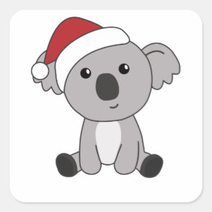 Adesivo Quadrado Koala Christmas Snow Winter Animais Koalas