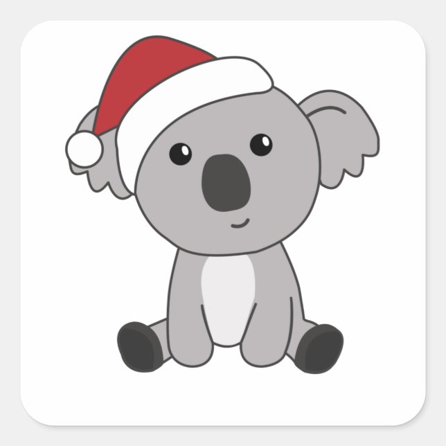 Adesivo Quadrado Koala Christmas Snow Winter Animais Koalas (Frente)