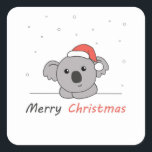 Adesivo Quadrado Koala Christmas Snow Winter Animais Koalas<br><div class="desc">O Koala para o Natal com luzes de fadas. Animais engraçados com presentes e neve até as férias. Também é engraçado para o Natal em julho. Os coalas são animais doces e perfeitos para o Natal.</div>